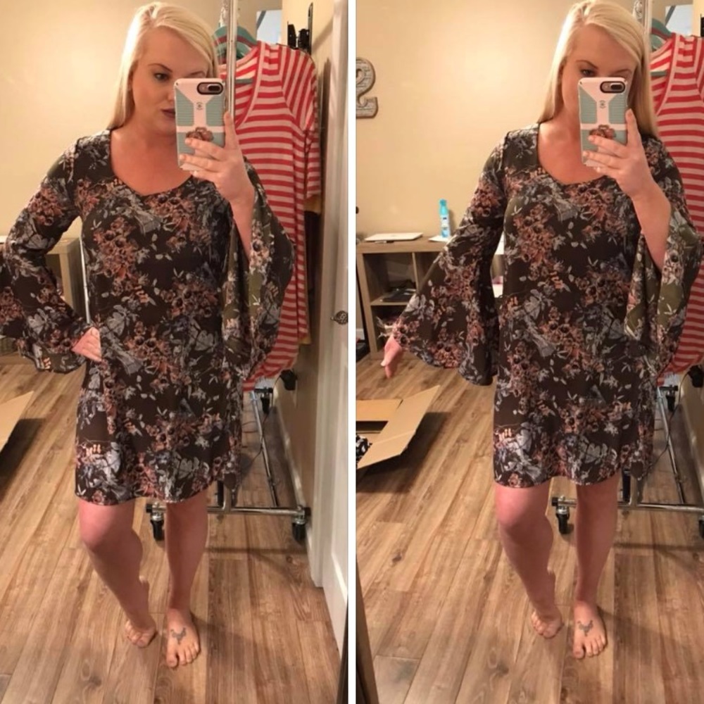 Dark Green Floral Dress